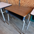 Virco Blue w Brown Top Height Adjustable Individual Student Desk Virco Blue w Brown Top Height Adjustable Individual Student Desk